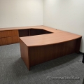 Autumn Maple U/C Suite Office Desk w/ Bow Front, Drawer Storage